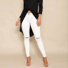 Wakee - White Knee Split High Waisted Jeans - Dilux Designs