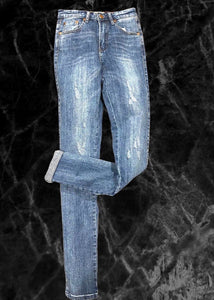 Wakee - Nova Retro Look High Waisted Distressed Jeans